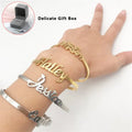 Lateefah OEM Nameplate Name Bracelet Personalized Custom Cuff Bangles Rose Gold Stainless Steel Jewelry Gifts