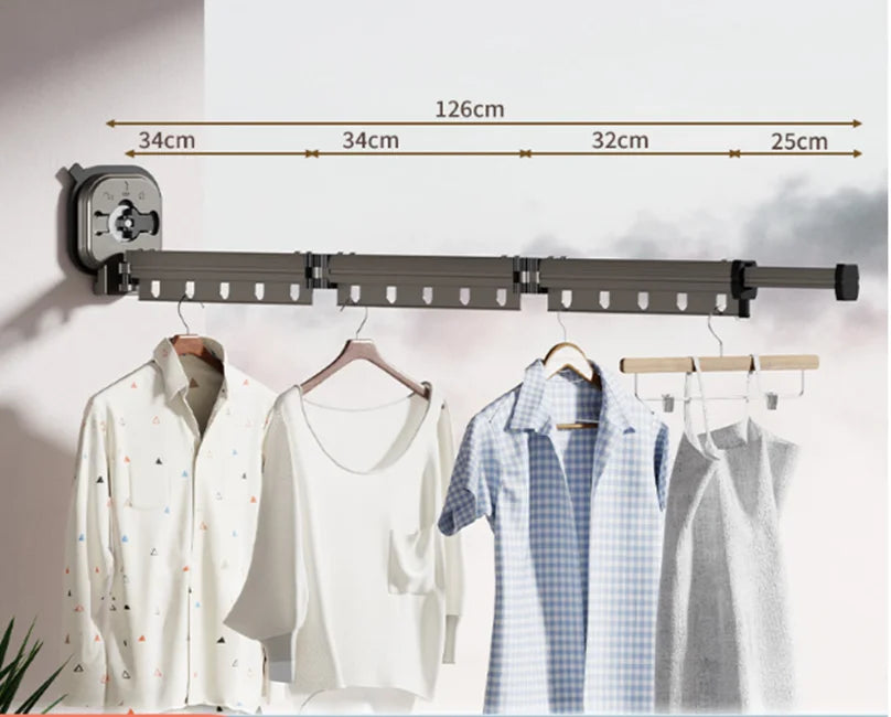 Home Use Without Punching Rack Hanger Drying Mount Hidden Wall Mounted Foldable Telescopic Wall Mounted Clothes Drying Hanger