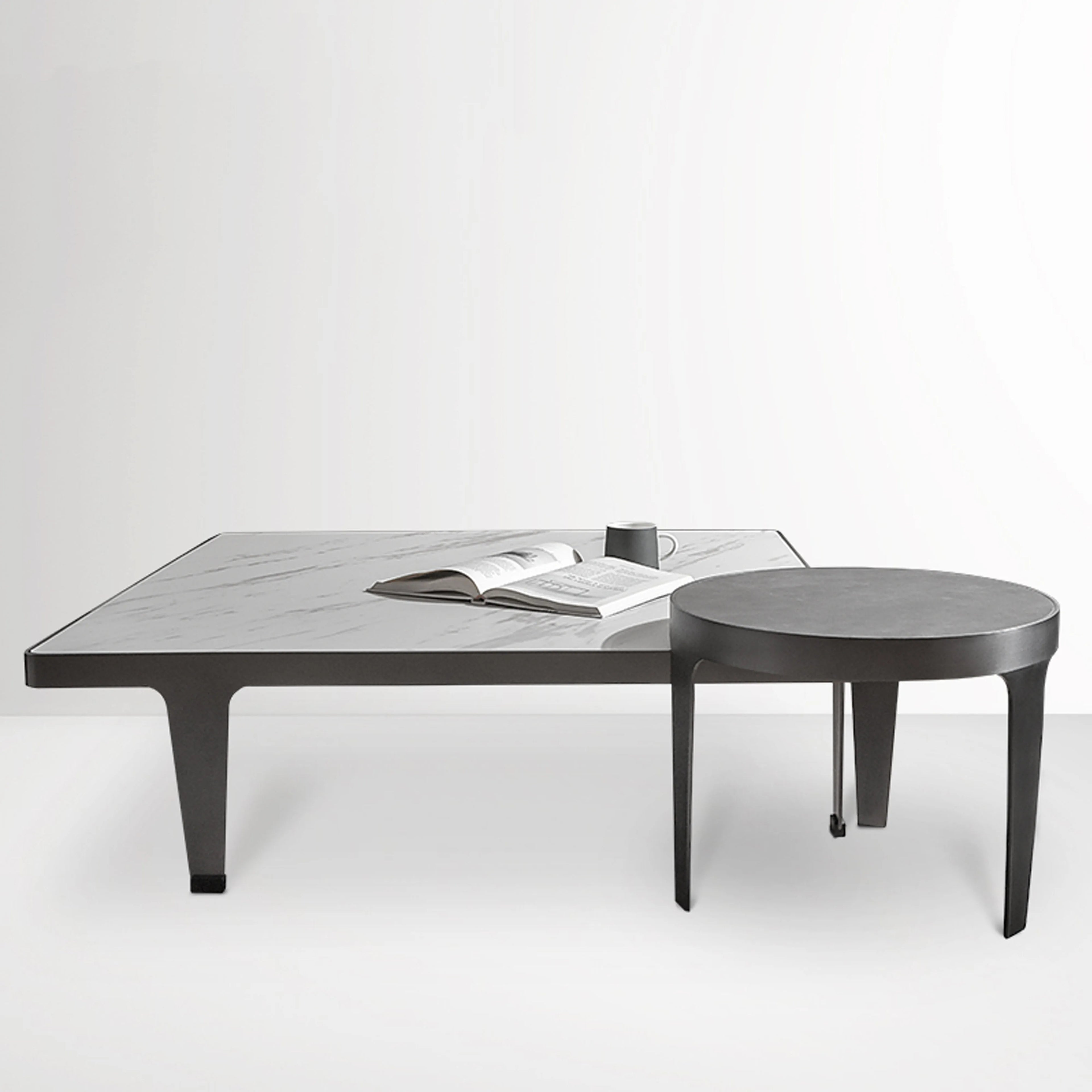 Living Room Tables Square Coffee Table Set of 2Pcs Modern New Design Round Side  Steel Home Furniture