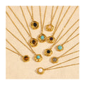 Women's Stainless Steel Flowers Geometric Natural Stone Pendant Necklace Valentine's Day Gift Waterproof Gold Plating Fashion