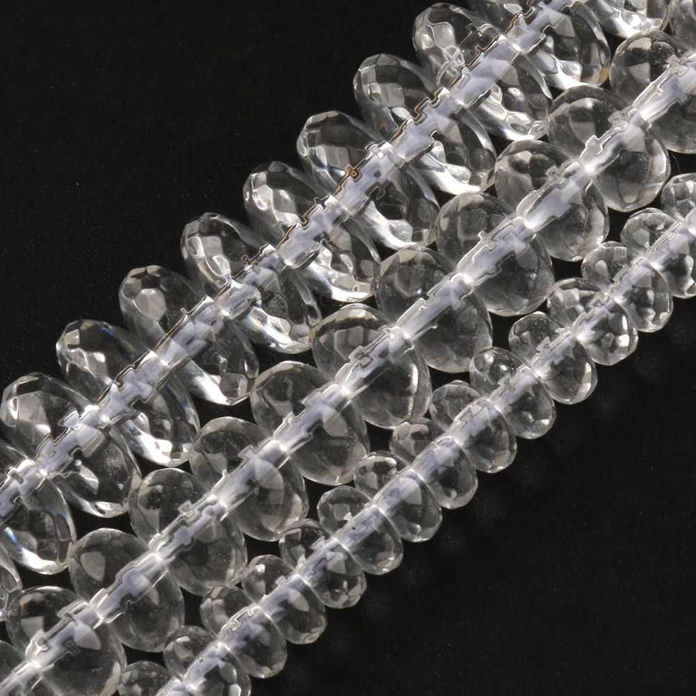 Wholesale 6/8/10MM Faceted White Crystal Quartz Rondelle Stone Spacer Beads for Jewelry Making MegaBDM