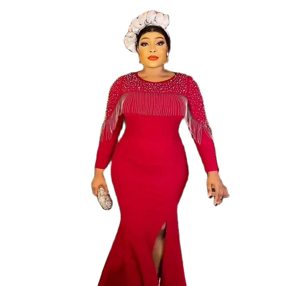 Best African Dress Evening Gown Fishtail Dress Rhinestone Women Long Dresses