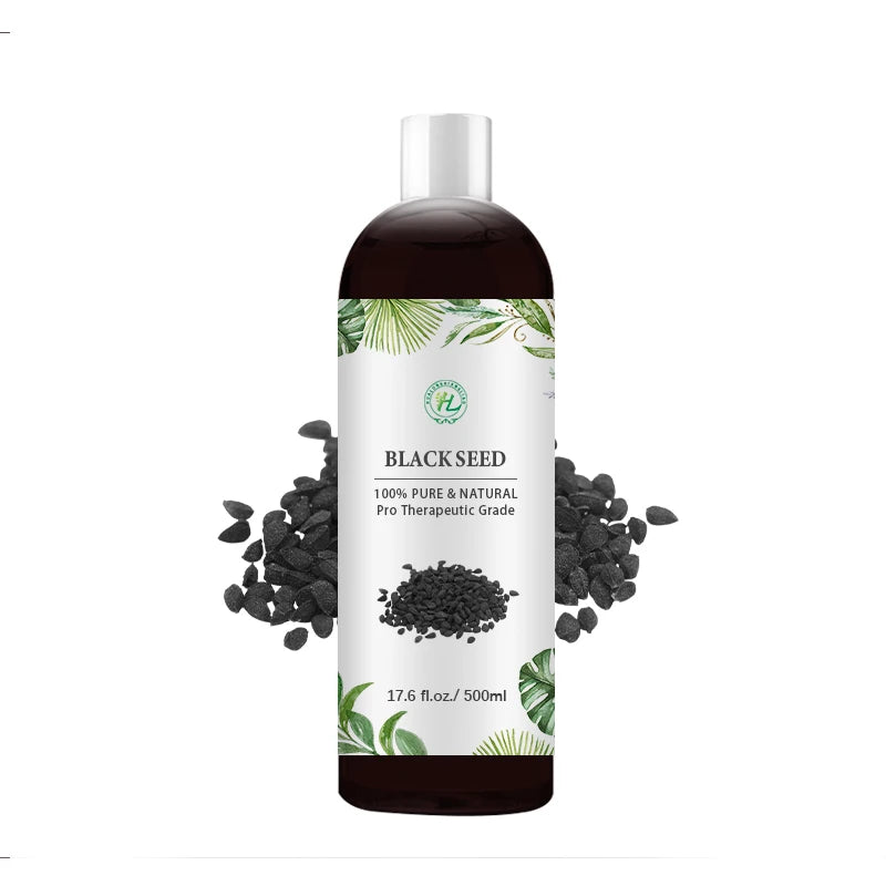 Black Cumin Seed Oil Organic for Skin Hair - 100% Pure Natural Nigella Sativa Seed Cold Pressed Carrier Oil | Food Grade 500ML