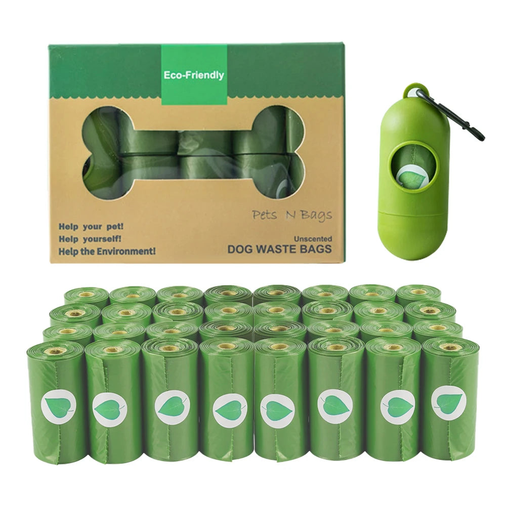 16 Rolls Biodegradable Dog Poop Bags with Dispenser Leak Proof Lavender Scented Waste Bags Trash Garbage Outdoor Pet Poop Bags