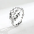 S925 Silver Plated Spinning Fidget Ring Multi Layers Rotary Rotating Beaded Rings Fidget Adjustable Anxiety Rings for Ladies