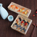 Eco-Friendly Disposable Wooden Take Out Sushi Box to Go Salad Grazing Box With Clear Lid