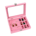 Fashionable Portable Multi Grid Velvet Exquisite Jewelry Box Earrings Necklaces Rings Storage Box