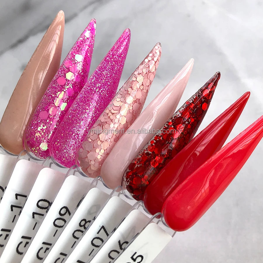 Factory Wholesale 2-in-1 Nail Acrylic Powder Nude Red Cover Pink Glitter Acrylic Dipping Powder Fast Dry Good Quality