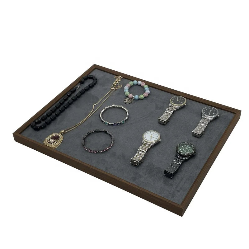 Luxury Wooden Jewelry Tray for Watch Glasses Shop Display Organizer
