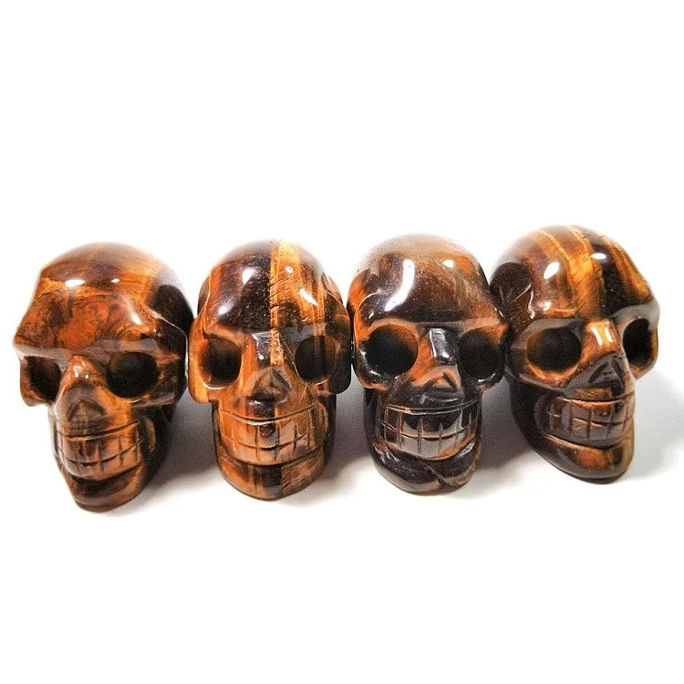 HY Bulk Wholesale 2 Inch Natural Carved Yellow tiger Eye Stone Skulls Carving Skulls Craft Paperweight