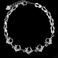 Sterling Silver 5*5mm Semi Mount Bracelet Empty Support Blank Claws Setting S925 Base Holder Without Center Stone Inlay for DIY