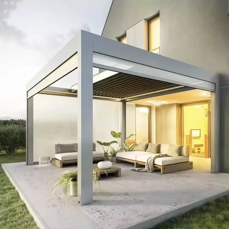 From China Pergola Aluminium Gazebo Garden Pergola Aluminium Outdoor Waterproof Louvered Roof MegaBDM