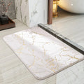 Luxury White Golden Rectangle Bath Mat Microfiber Anti-Slip Bathroom Rug Carpet Rabbit Fur Absorbent Water Machine Made