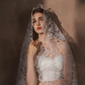 IVANHOE Light Luxury 1.8m Medium Length Elegant and Elegant Style White Single Layer Lace Hollow Flower Bridal Veil Headdress