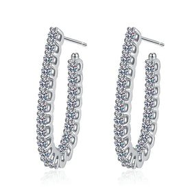 2023 New Silver S925 Sterling Silver U-shaped Earrings 1.76CT Lab Diamond Full D Color Moissanite Stud Earrings Luxury Jewelry