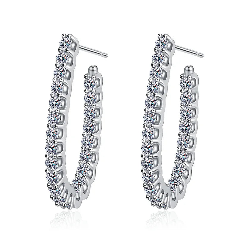 2023 New Silver S925 Sterling Silver U-shaped Earrings 1.76CT Lab Diamond Full D Color Moissanite Stud Earrings Luxury Jewelry