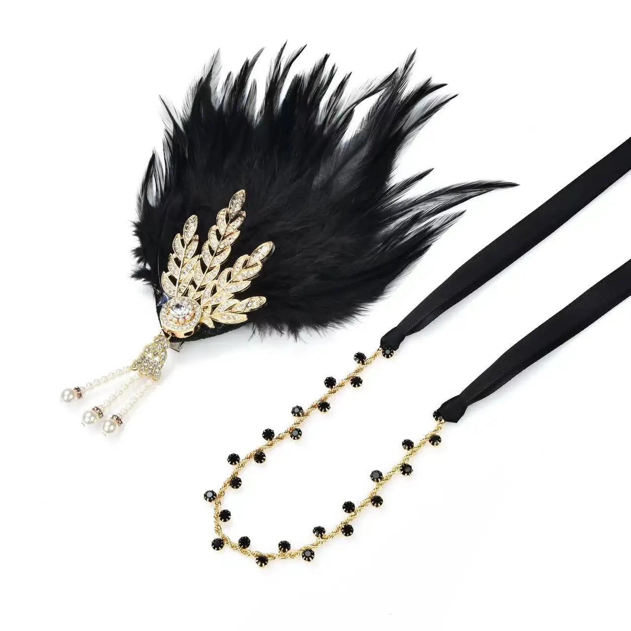 Women Vintage Feather Great Gatsby Headdress Hair Band for Party Carnival Accessories