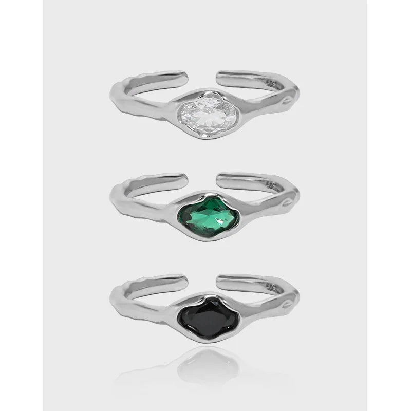 New Simple Design Colored Cubic Zircon S925 Sterling Silver Rings for Women  JLB0041