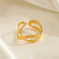 Tarnish Free Jewelry 18k Gold Plated Stainless Steel Adjustable Ring Simple Irregular Twisted Hollow Open Ring Accesorios Mujer