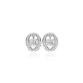 Wholesale 925 Sterling Silver Simple Elegant Women's Earrings Trendy Gold Plated Oval Cubic Zirconia for Wedding or Gift