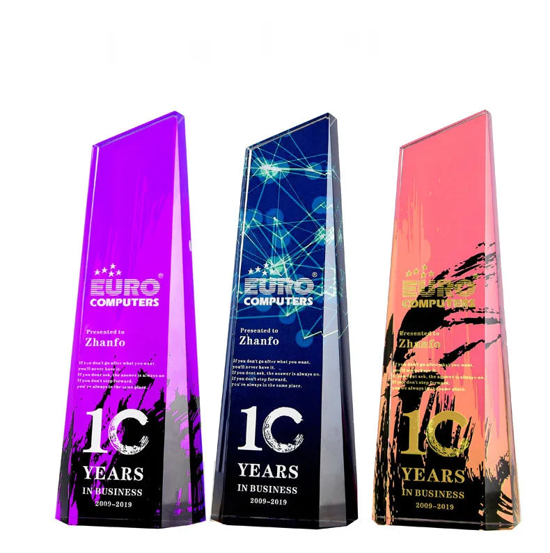 Personalized Full Color Printing Optical Crystal Glass Trophy Awards MH-NJ0196