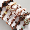 Hand Made Wire Wrap Natural Crystal Raw Stone Bracelet DIY Wrapped Crystal Bracelet for Girls