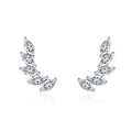 Fine Jewelry 925 Sterling Silver Feather Wing Women Fashion Diamond Angle Wing Stud Earrings