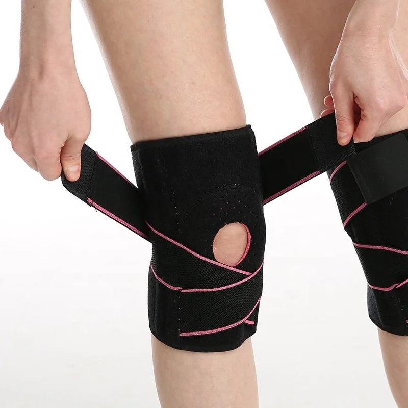 Wholesale Elastic Breathable Knee Brace Outdoor Fitness Basketball Cycling Compression Knee Pads Spring Protection Knee