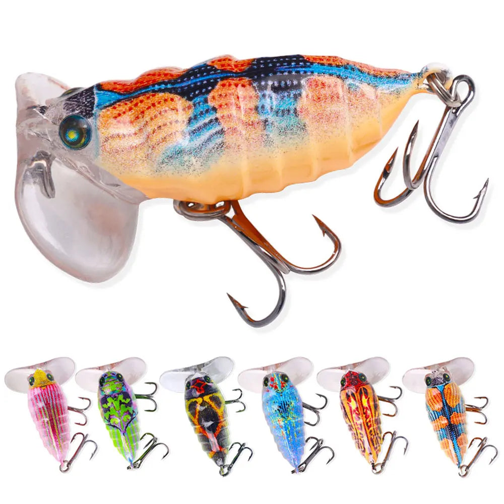 Wholesale KC009 4cm 3.9g Artificial Hard Plastic Insect Baits Floating Cicada Shape Fishing Lures