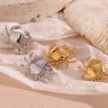 PVD Gold Plated Jewelry Crab Stud Earrings for Women Stainless Steel Christmas Fine Jewelry Earrings