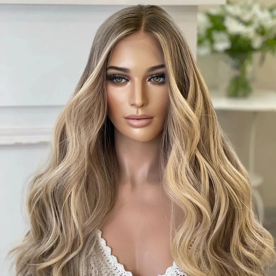 Blonde Highlight Colour Cuticle Aligned Human Hair Transparent Swiss Lace Front Wigs With Baby Hair