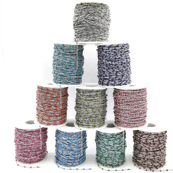 Yiwu Aceon Stainless Steel  Handmade DIY Jewelry Making Chain Colorful Resin Enamel Bead Link Chain Necklace