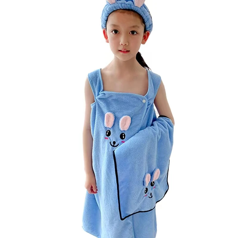 2022 New Arrival Super Absorbent Coral Velvet Cute Kids Women Bath Skirt Towel Dress Bow Wrapped Chest Towel Bathrobe Custom