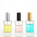 Custom logo Free Lead 50ml square Waist High-end clear Glass Spray Perfume Bottle for Oil Cosmetic Package Container