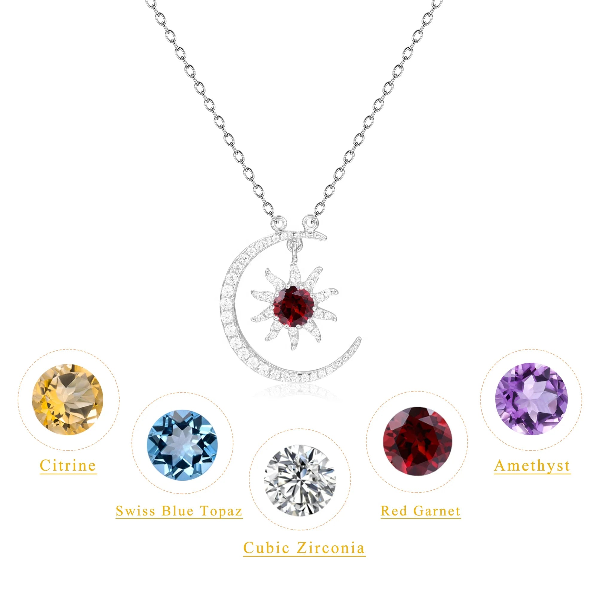 C8159 3 Years Plating Lasting Abiding Custom Fine Jewelry Multi Natural Gemstone Optional 925 Sterling Silver Necklace