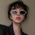 DL Glasses Oval Metal Frame Sunglasses Rhinestones Decoration Eyewear New Fashion Women Bling Sun Glasses Sunglasses