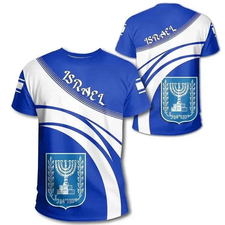 Fitspi Israel T-shirt 3d Printed Israelis Flag Tops Short Sleeve Shirt O-neck Oversized Vintage T Shirt Men's Clothes