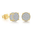 Wholesale Double Color Full Zircon Natural Healing Stones Jewelry Pave Round Shape CZ Diamond Stud Earrings