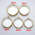 Thick Floating Glass Memory Locket Pendant with Twist Top 35mm 38mm 40mm 42mm 45mm Stainless Steel + Glass Medallion