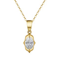 Trendy NEW Geometric Cubic Zirconia Oval CZ Cable Chain Necklaces 14K Gold Plated 925 Sterling Silver Pendant Necklace