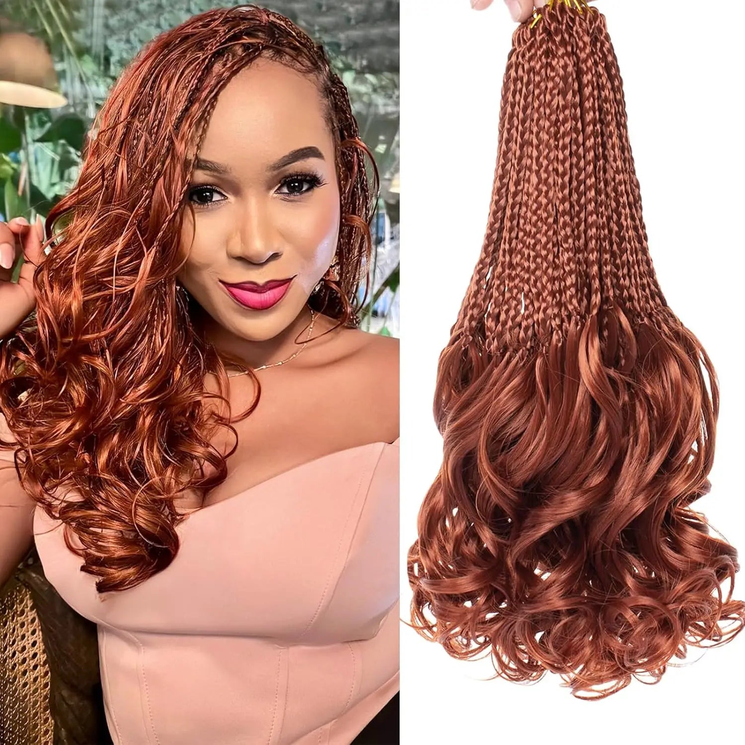 French Curl Crochet Braids Goddess Box Braids Crochet Hair With Bouncy Wavy Ends Pre Looped Synthetic Hair Extensions