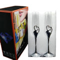 2Pcs Gift Box Custom Logo Luxury Crystal Long Stem Swan Silver Diamonds Coupe Champagne Flute Glasses Goblet for Wedding Party