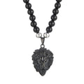 Hiphop Jewelry Stainless Steel Black Onyx Lions Head Pendant Necklace Men