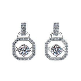 XEZ011 Luxury Hollow Lock Design 925 Sterling Silver Fine Jewelry Fashion Round Cut Moissanite Stud Earrings Women Fine Jewelry