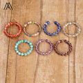 Fashion Loose Beads Rings for Women  Adjustable  Mini Stone Healing Crystal Ring Gift