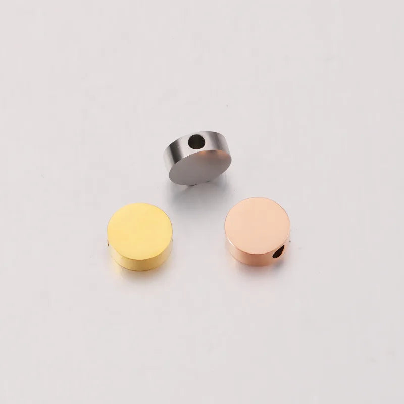 Mirror Polish Small Hole Metal DIY Beads for Bracelet Necklace & Earring Accessories Circle Shaped Flat Beads Loose & for Making