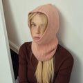 Classic Wool Blend Knitted Balaclava for Women's Fall/Winter Pullover Woolen Hat