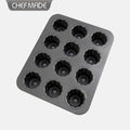 For WK9867 Carbon Steel Bakeware 12 Cavity Cup Muffin Cake Non-Stick Cupcake Pan Cannele Mould Eco-Friendly PFOA Free