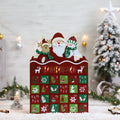 Wooden Red Advent Calendar House with Santa Claus Snowman Reindeer Pattern 24 Days Countdown Christmas Decoration Supplies