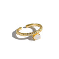 Fine 18k Gold Hammered Opal Rings for Women 925 Sterling Silver Fashion Adjustable Gemstone Ring for Women MegaBDM